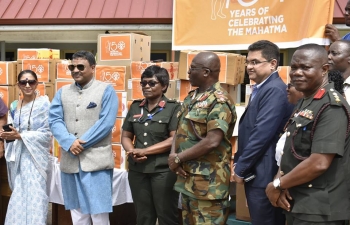 High Commission of India in Accra presented a gift of Water tank to the 37 Military Hospital, Accra on the occasion of launch of 150th Birth Anniversary of Mahatma Gandhi on 2nd October 2018. The High Commission also gifted medicines to the Maternity Ward, which is named as â€œGandhi Wardâ€ at the 37 Military Hospital.